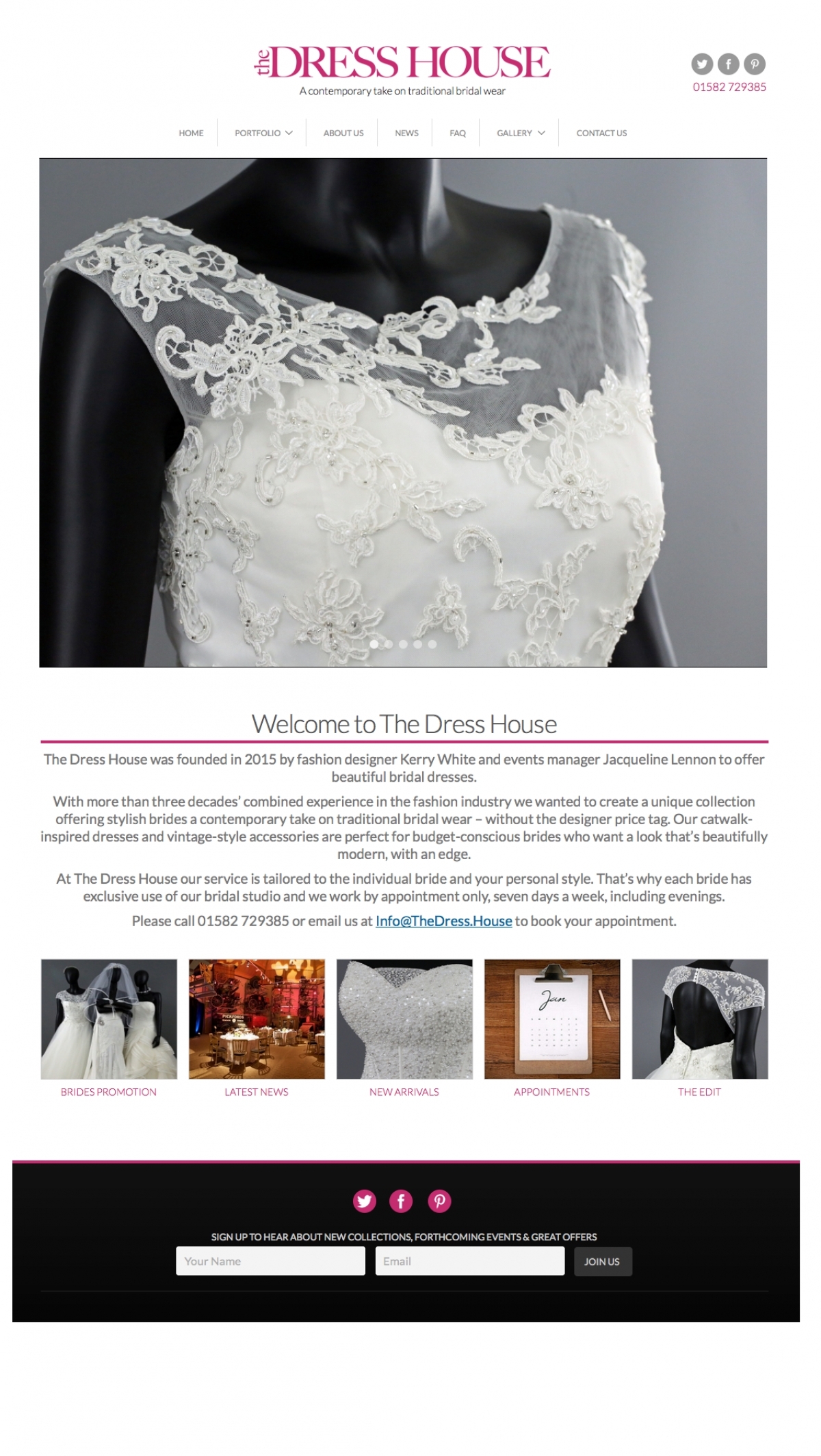 The Dress House - contemporary and traditional wedding dresses Herts Media's first "dot house" site...