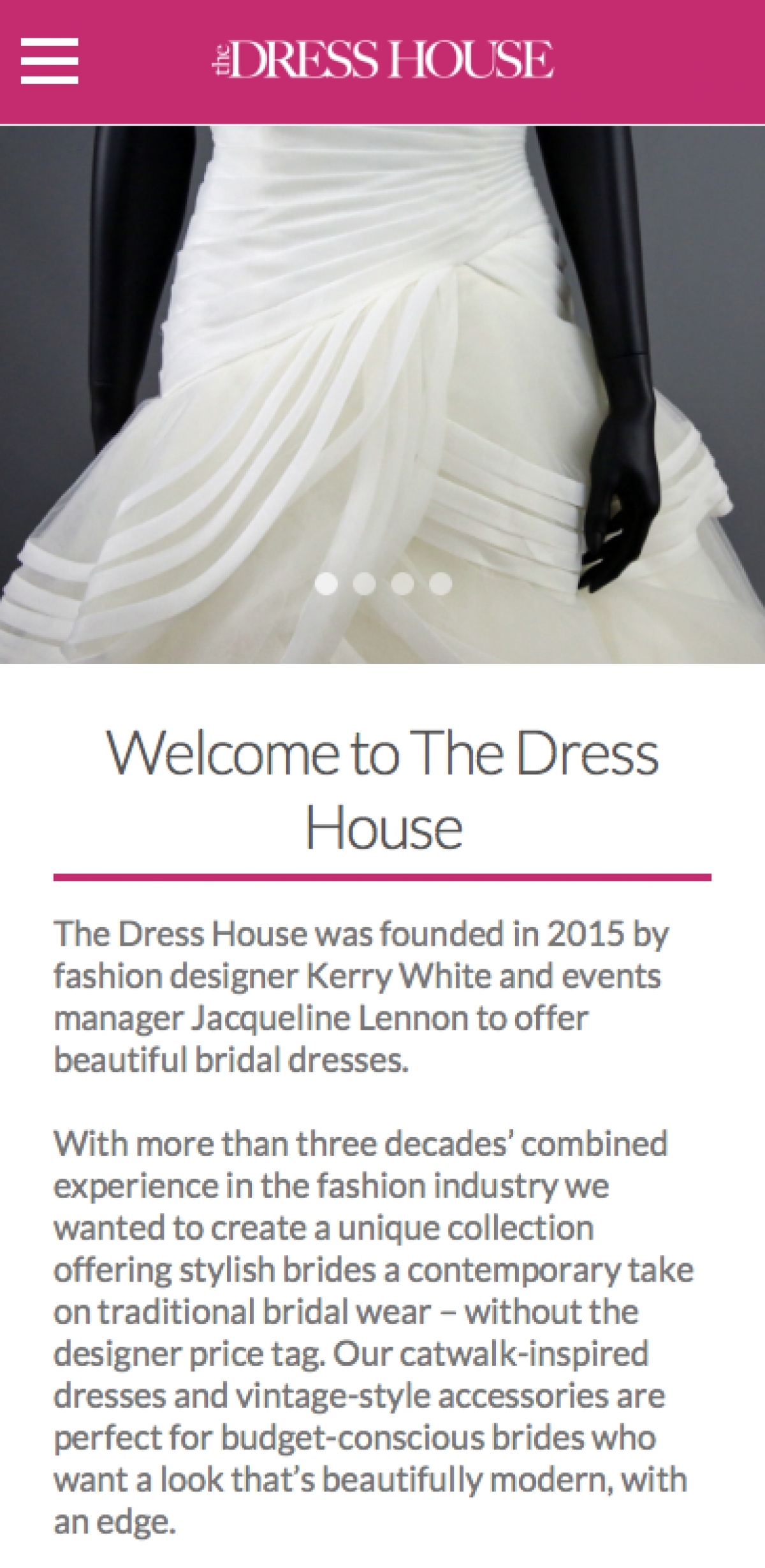 The Dress House - contemporary and traditional wedding dresses Herts Media's first "dot house" site...