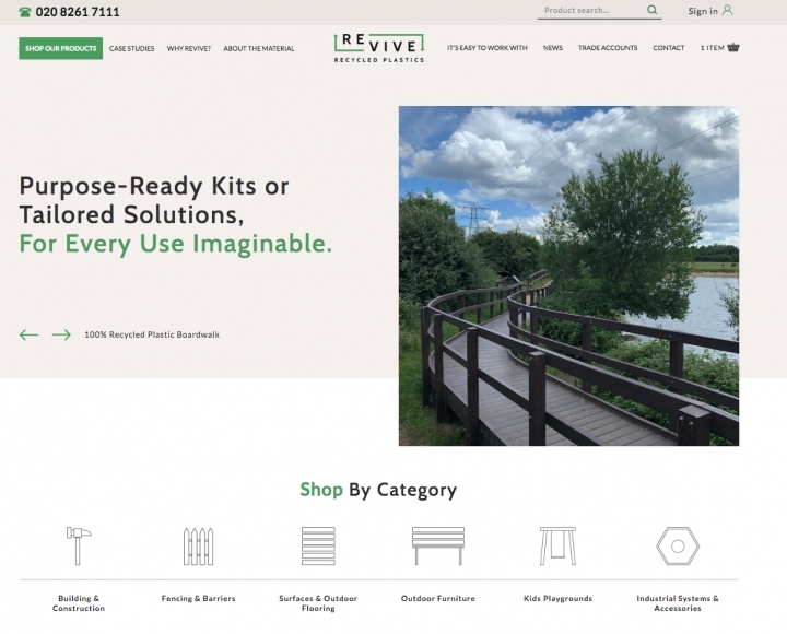 New recycled plastics site Revive Recycled Plastics online store and stock control system